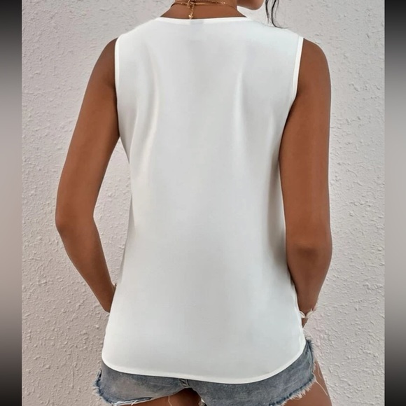 Boho Guipure Lace Panel Sleeveless Top Blouse Shirt White - Picture 2 of 6